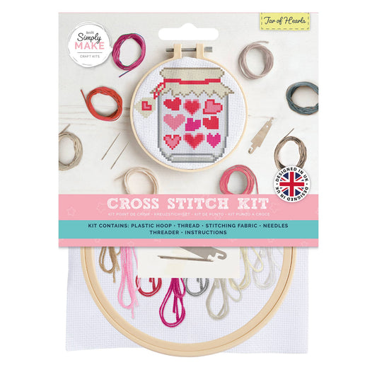 Cross Stitch Kit - Jar Of Hearts Design