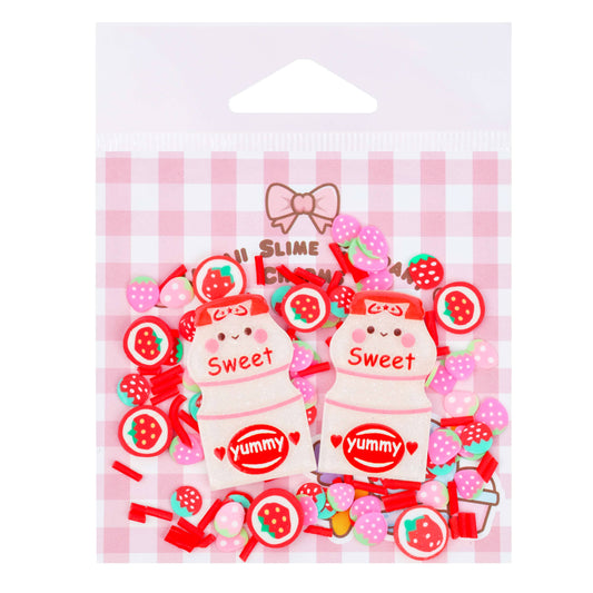 Sweet Strawberry Milk Slime Toppings Charm Bag