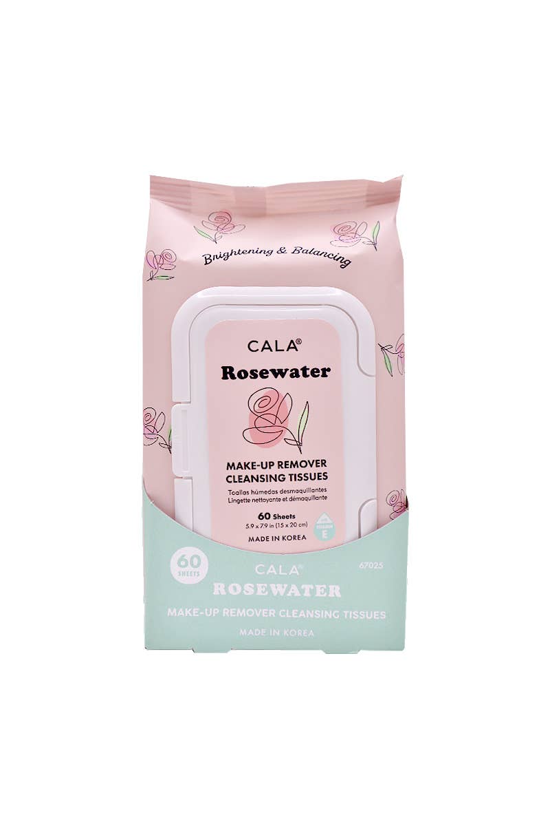 CALA 67025 Rose Water 60 Make-up Cleansing Tissues - 3pc