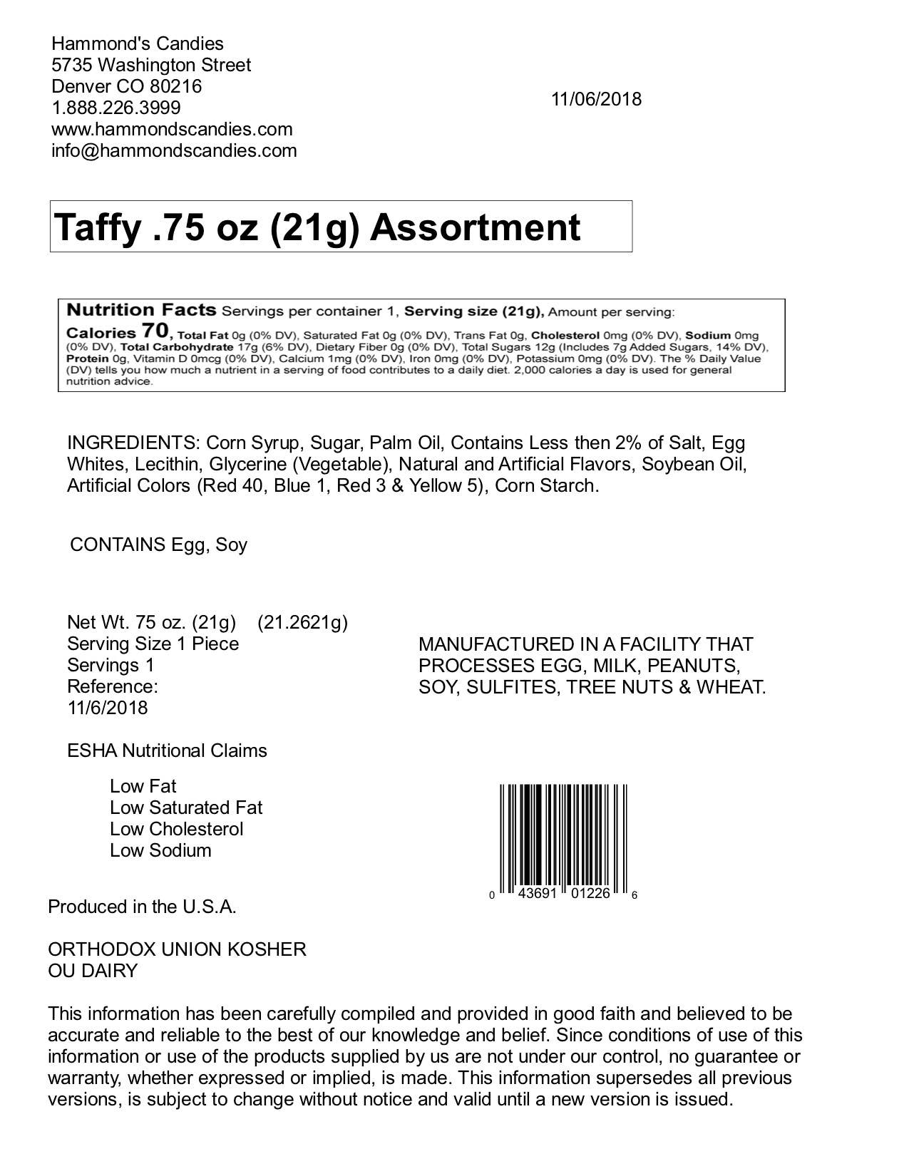 Hand-Pulled Flat Taffy - Flavor Asst - 144 Pc POP Display