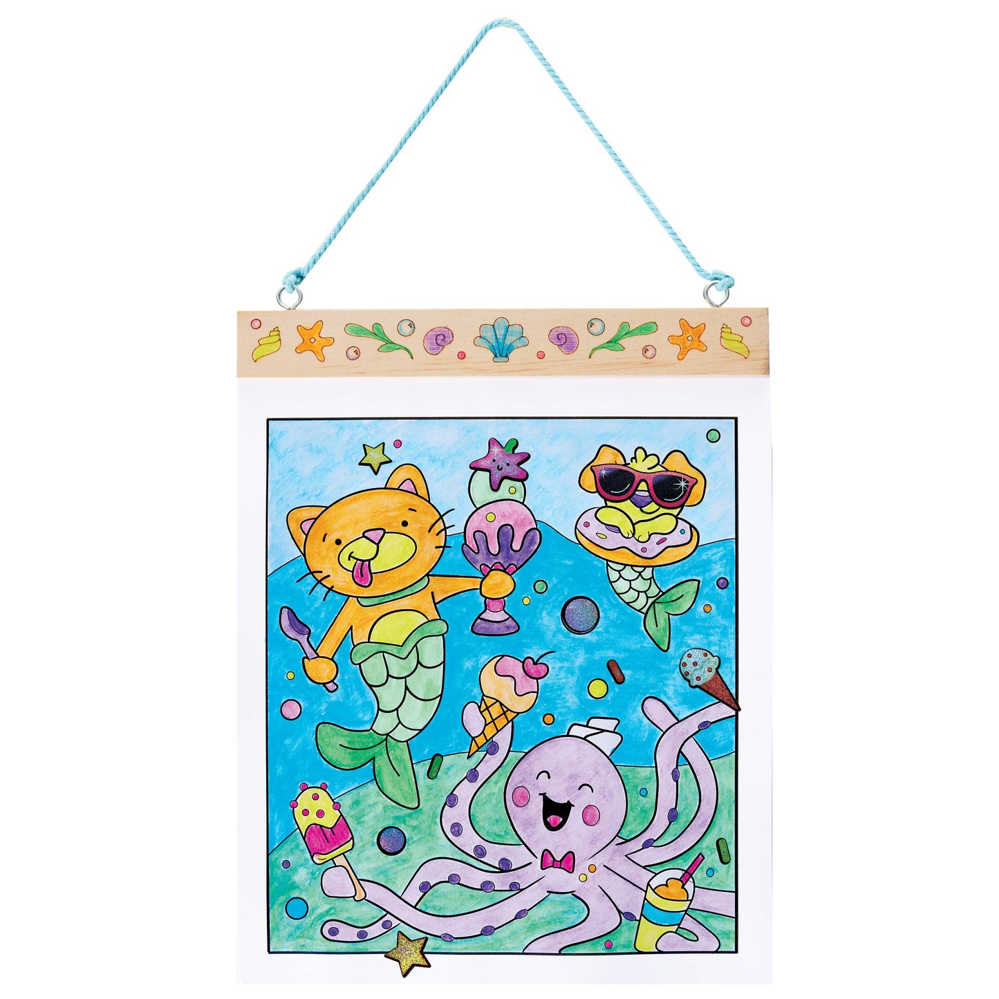 Paint by Numbers Mermaid Pets Hanging Wall Art Kit for Kids