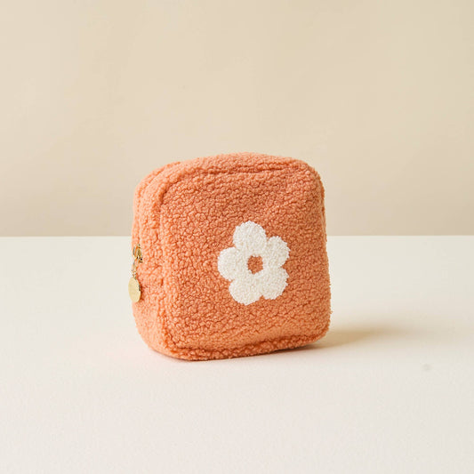 Square Teddy Pouch - Peach Flower