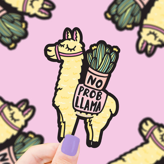 No Prob-Llama Funny Animal Water Bottle Vinyl Sticker