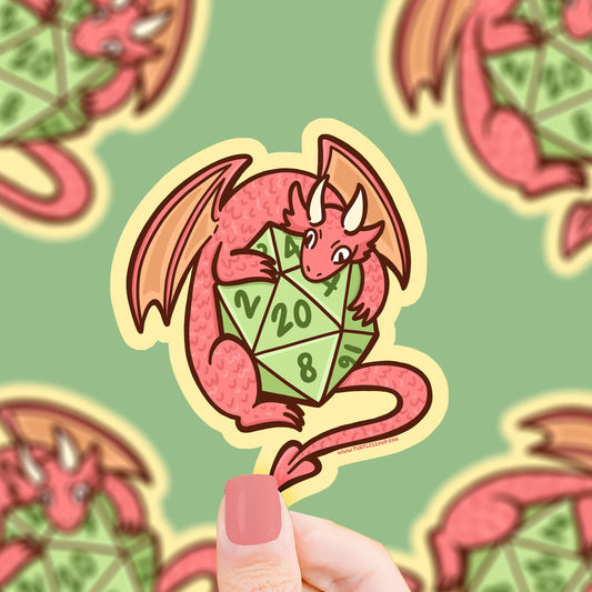 Dragon D20 Dungeon Gamer Dice Fantasy Vinyl Sticker