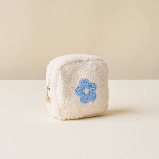 Square Teddy Pouch - Blue Flower