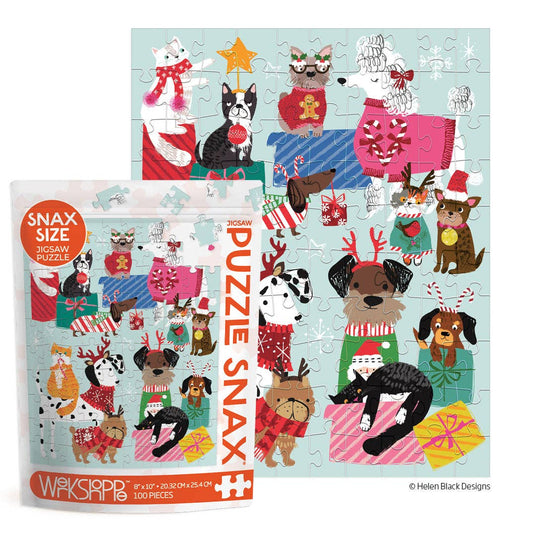 Holiday Gift Exchange 100 Piece Christmas Puzzle Snax