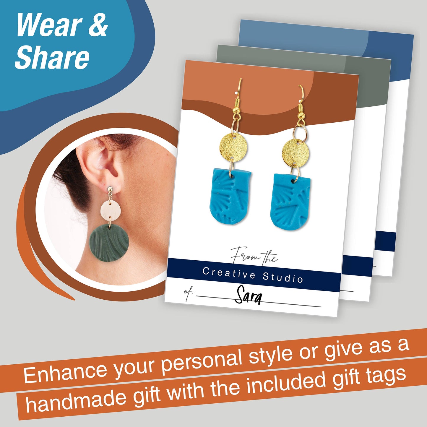 Texture Clay Earrings - Adult Craft Kit Makes 3 Pairs