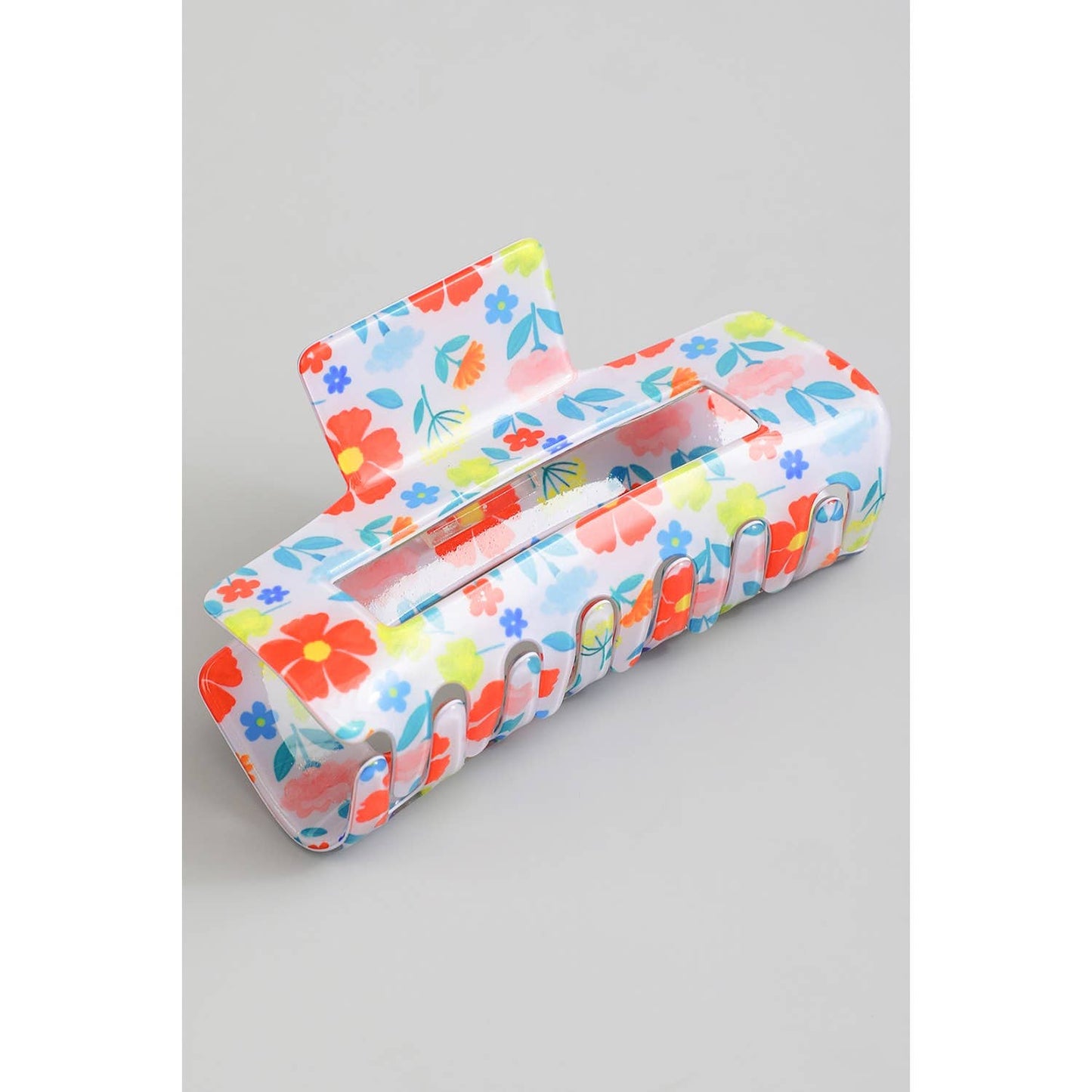FUN COLORFUL FLOWER PRINT RECTANGLE HAIR CLIP