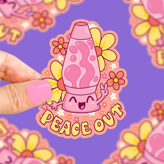Peace Out Groovy Lava Lamp Vintage 90s Vinyl Sticker