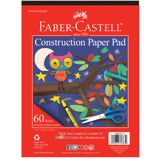 Construction Paper Pad: 60 sheets 9" x 12" - 10 colors