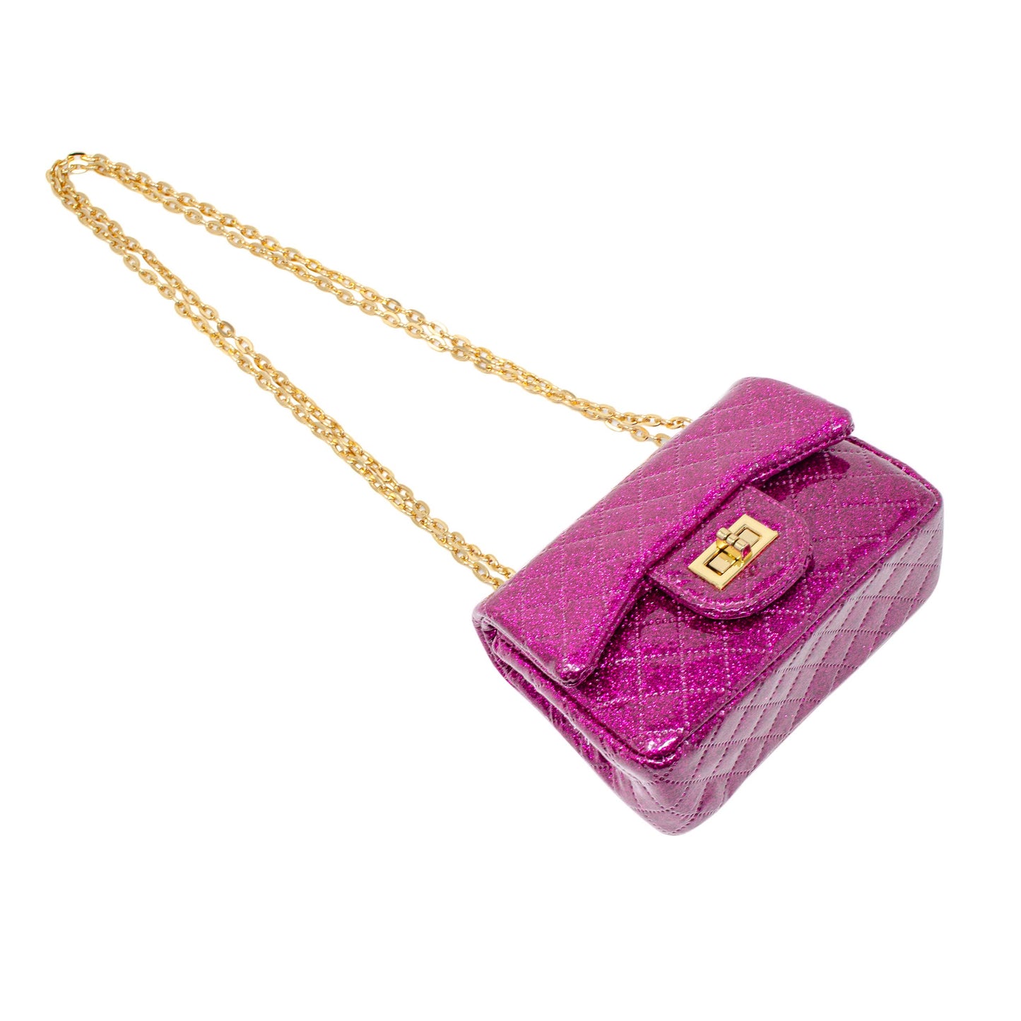 Classic Quilted Sparkle Mini Bag: Hot Pink