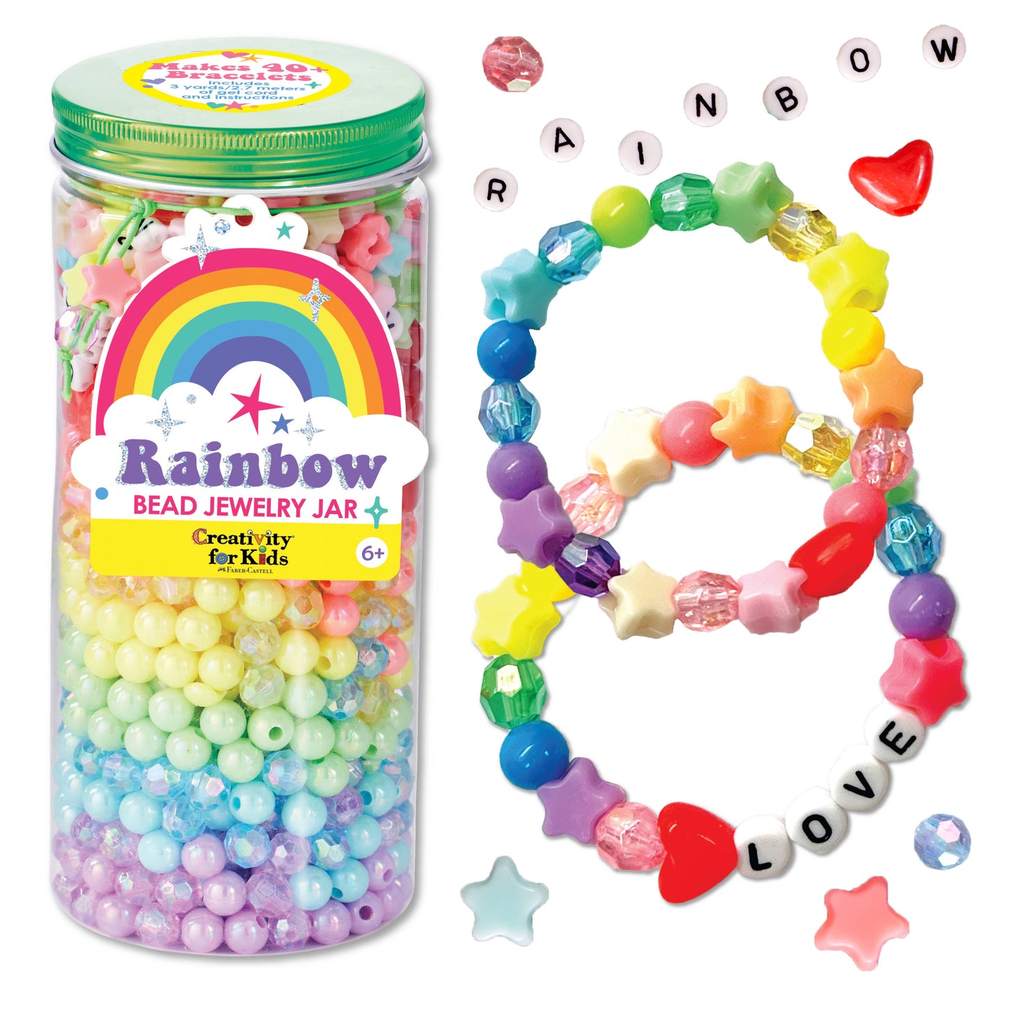 Bead Jewelry Jar Rainbow - DIY Bracelet Craft Kit for Kids