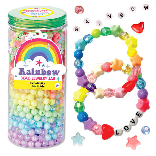 Bead Jewelry Jar Rainbow - DIY Bracelet Craft Kit for Kids