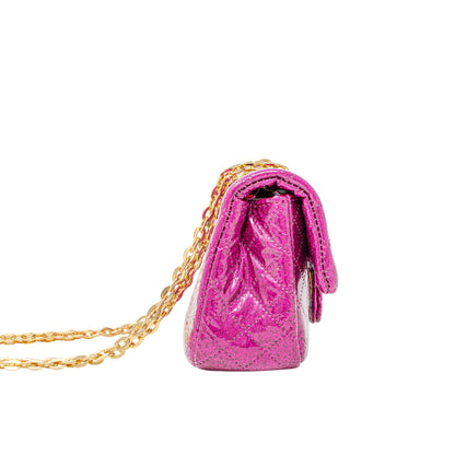 Classic Quilted Sparkle Mini Bag: Hot Pink