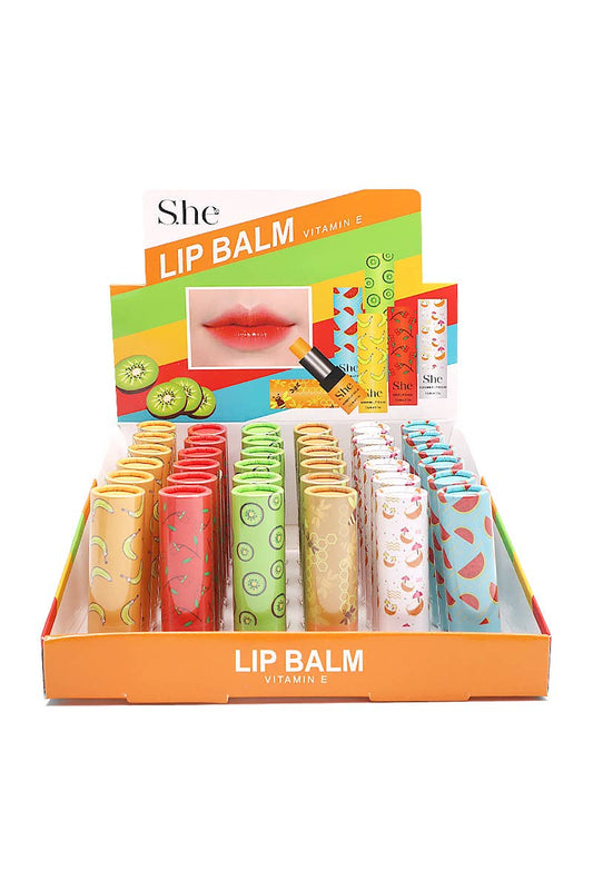 Makeup She LB418 Vitamin E Fruits Lip Balm - 36pc