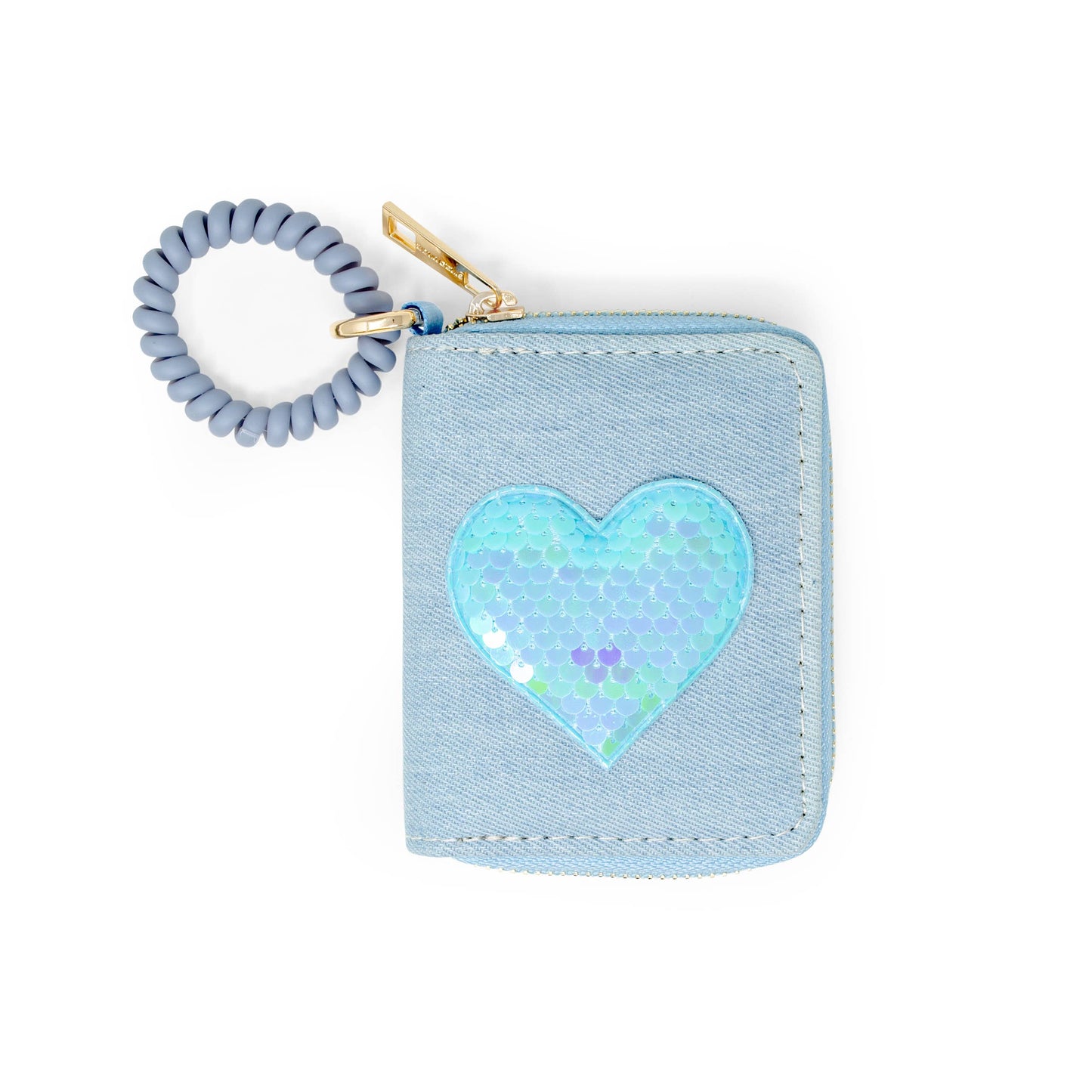 Sequin Heart Spiral Strap Wallet for Kids