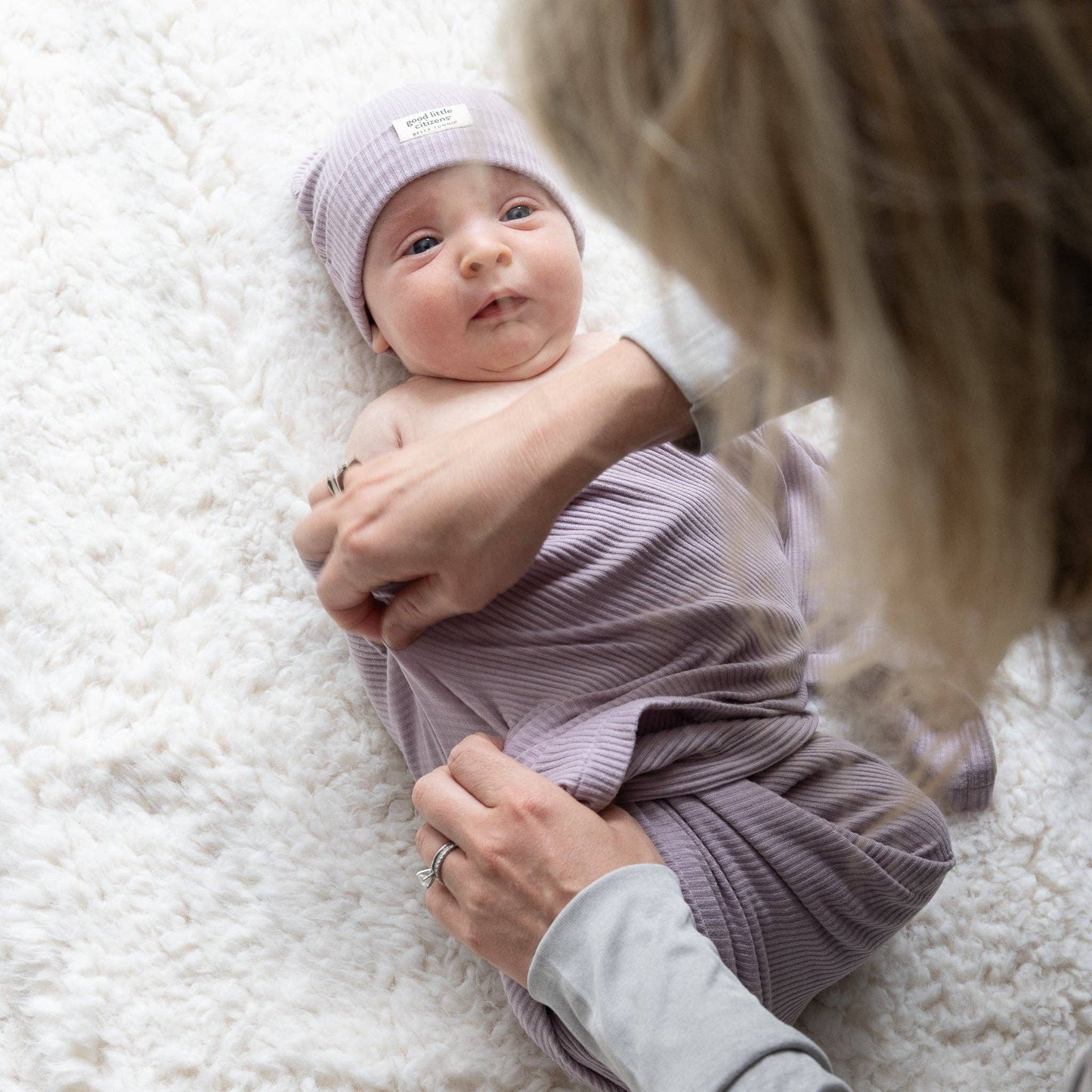 Orchid Rib Swaddle & Beanie Set
