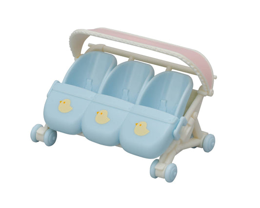 Calico Critters Triplets Stroller, Dollhouse Accessory