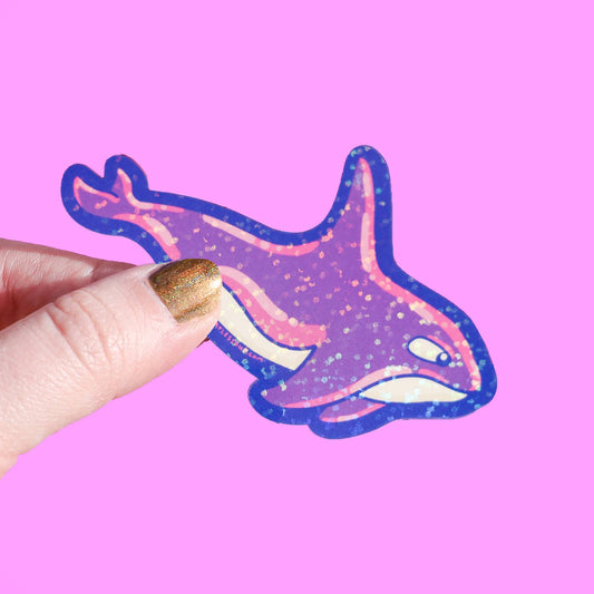 Glitter Purple Killer Whale Ocean Animal Vinyl Sticker