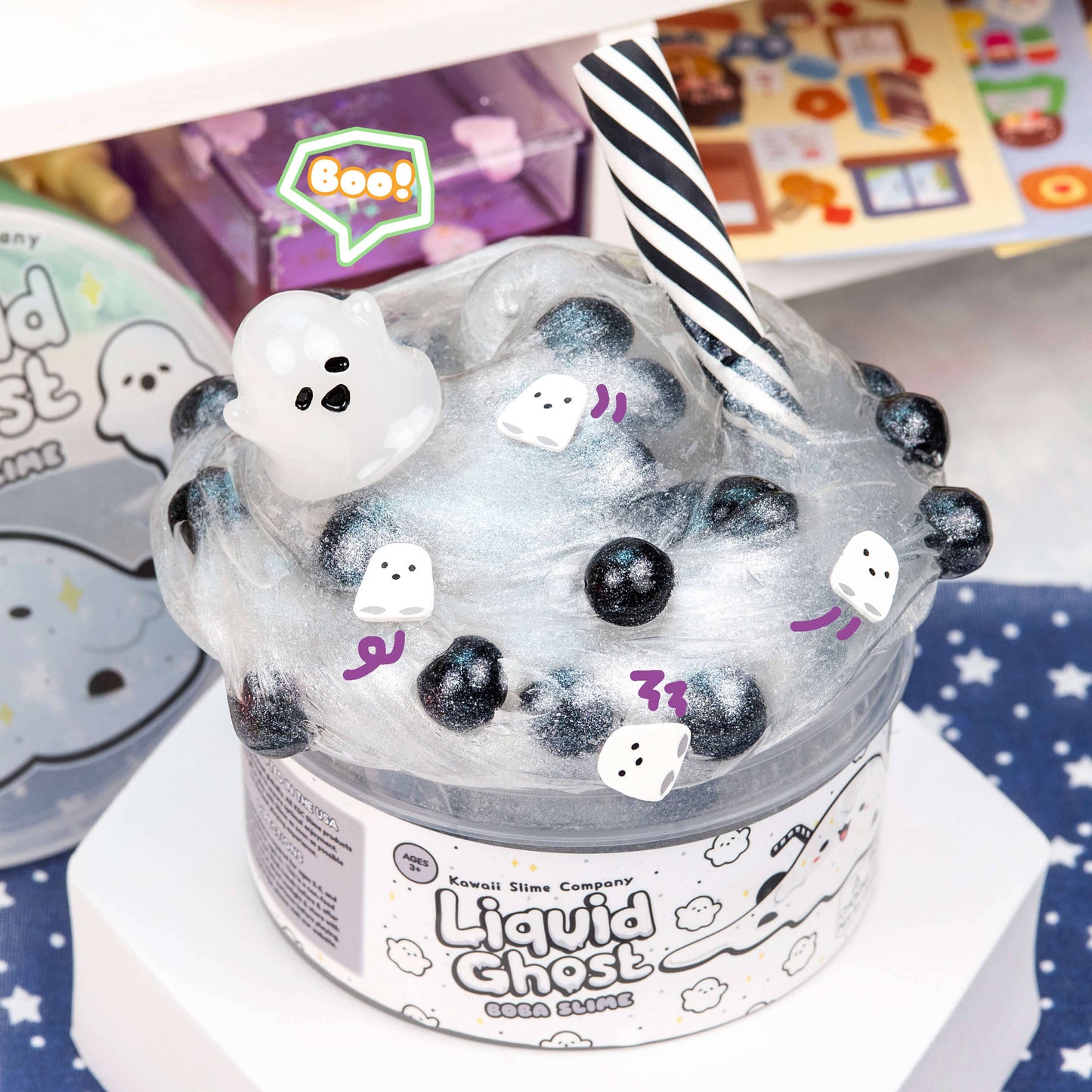 Liquid Ghost Boba Clear Slime (4pcs/case)