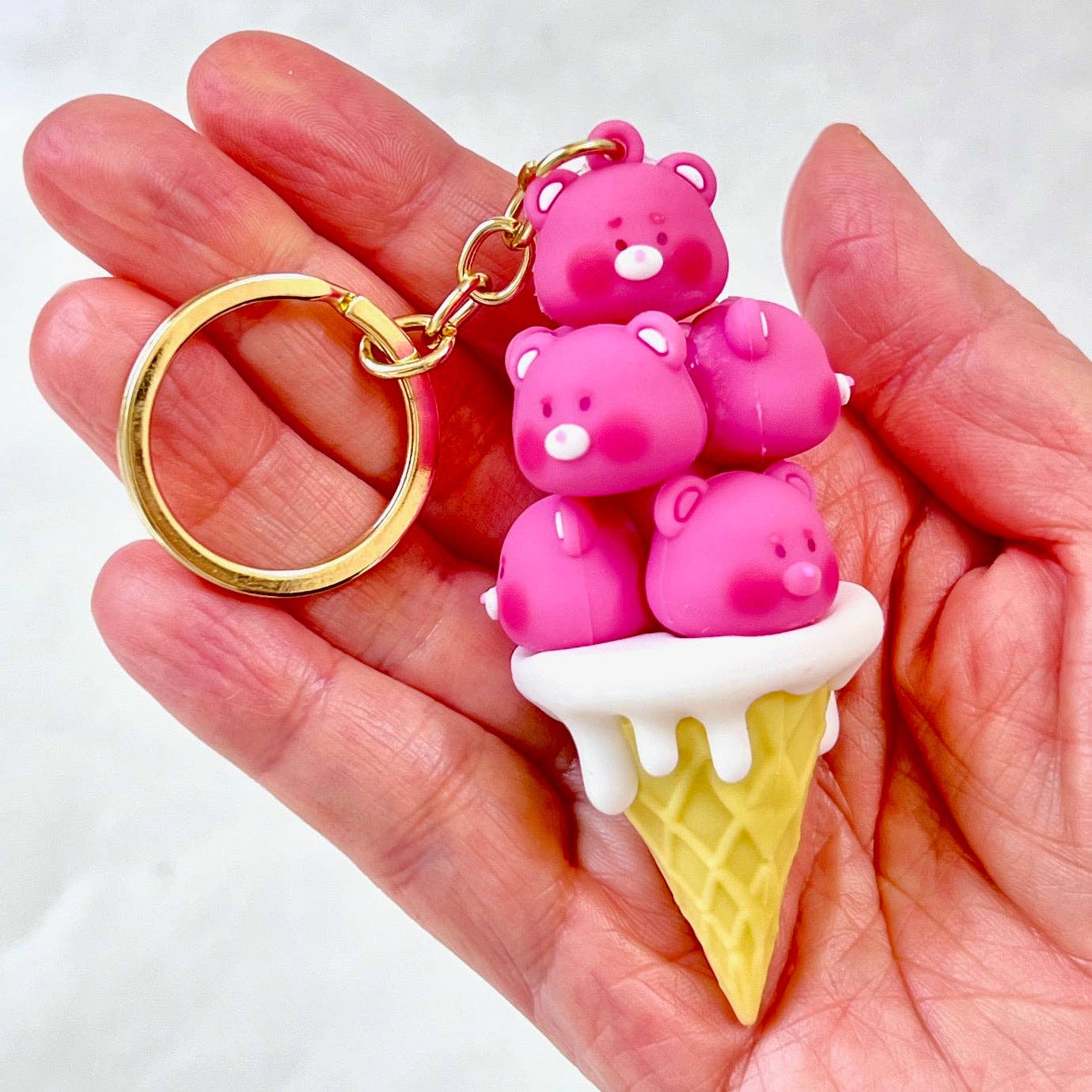 12174 PINK BEAR FAMILY KEY CHARM-12