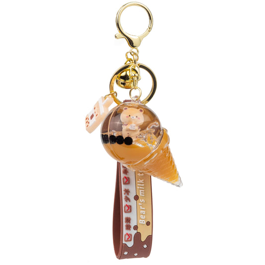 Bears Milk Tea Liquid Effect Sensory Keychain : Cone