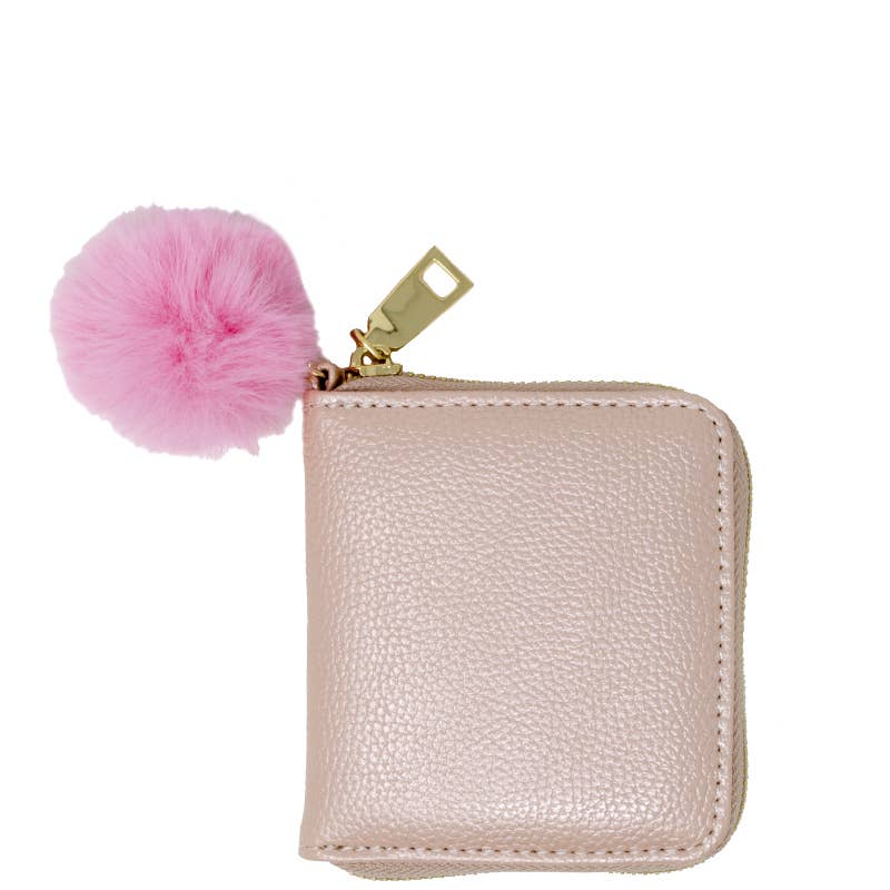 Kids Leather Pom Pom Wallet