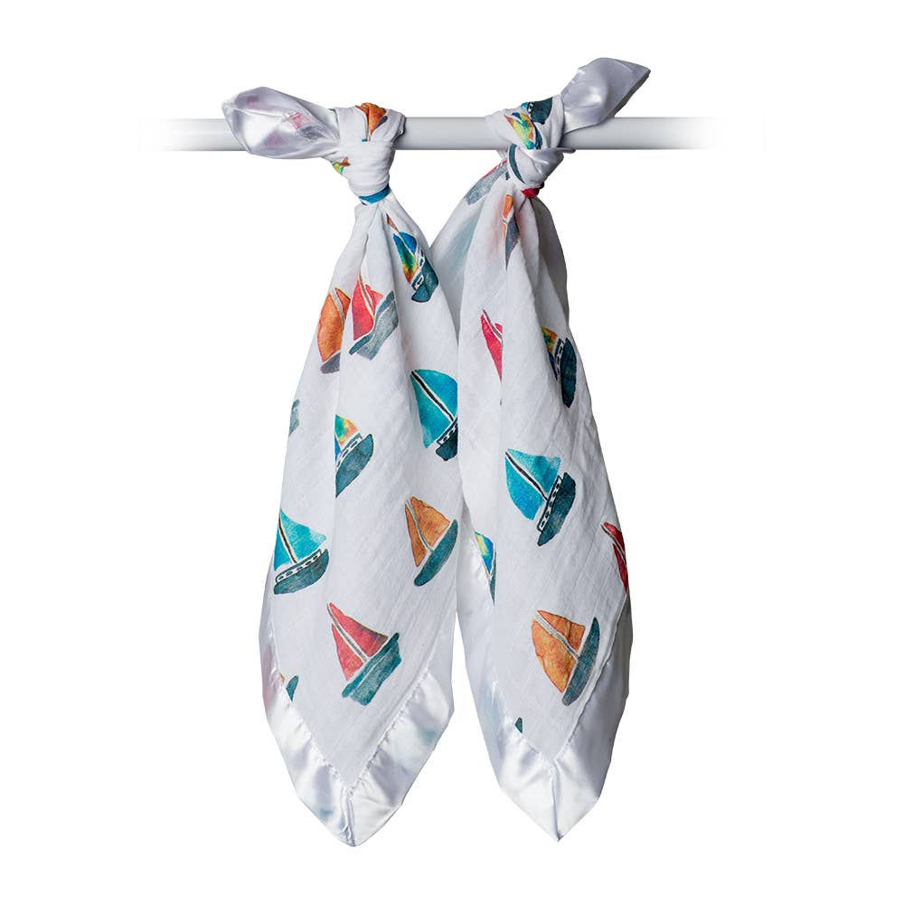 2-Pack Cotton Security Blankets 16" x 16" –  Sailboats