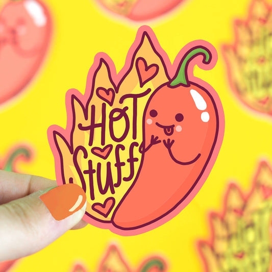 Hot Stuff Jalapeno Funny Water Bottle Vinyl Sticker