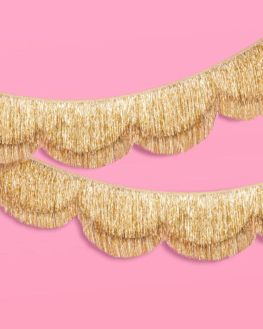 Stay Golden Fringe - scalloped banner, Tinsel, Golden birthday