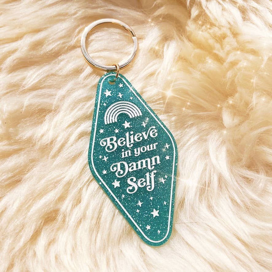 Positive Affirmation Glitter Motel Keychain Stocking Stuffer