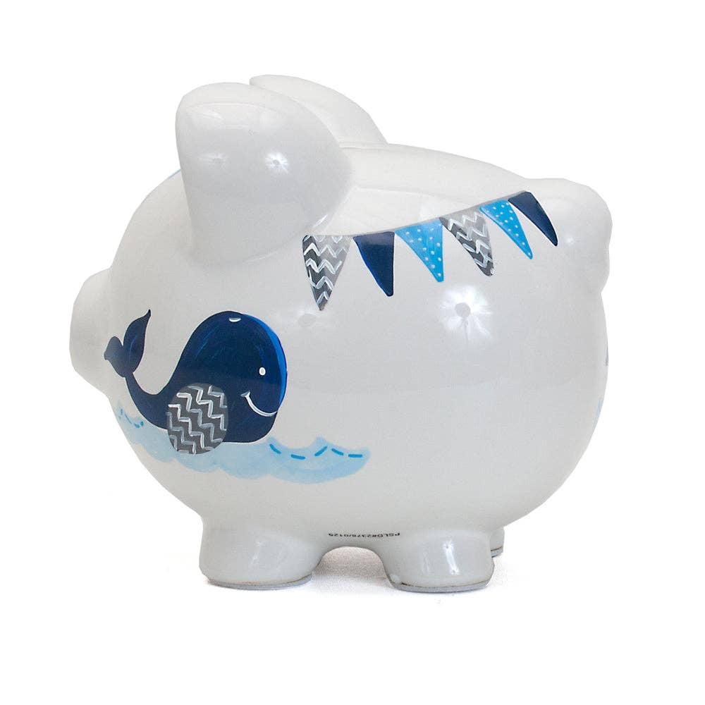Blue Whale Handpainted Piggy Bank