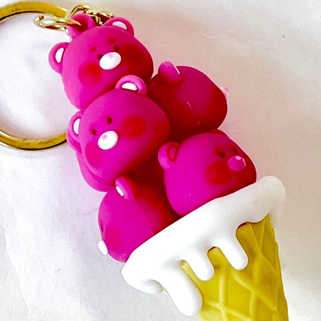 12174 PINK BEAR FAMILY KEY CHARM-12