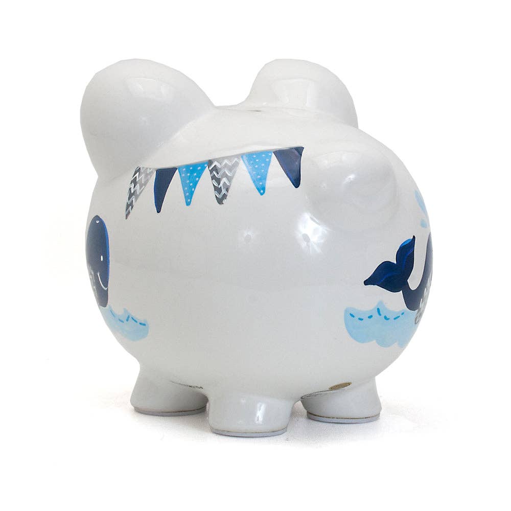 Blue Whale Handpainted Piggy Bank