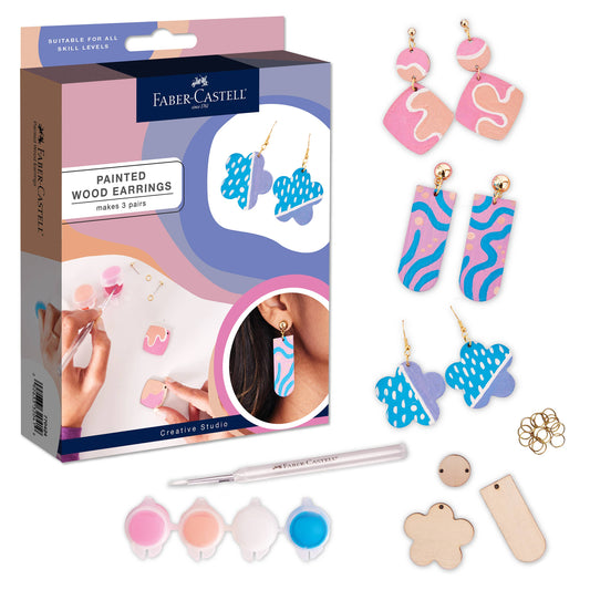 Painted Wood Earrings - Adult Craft Kit Makes 3 Pairs