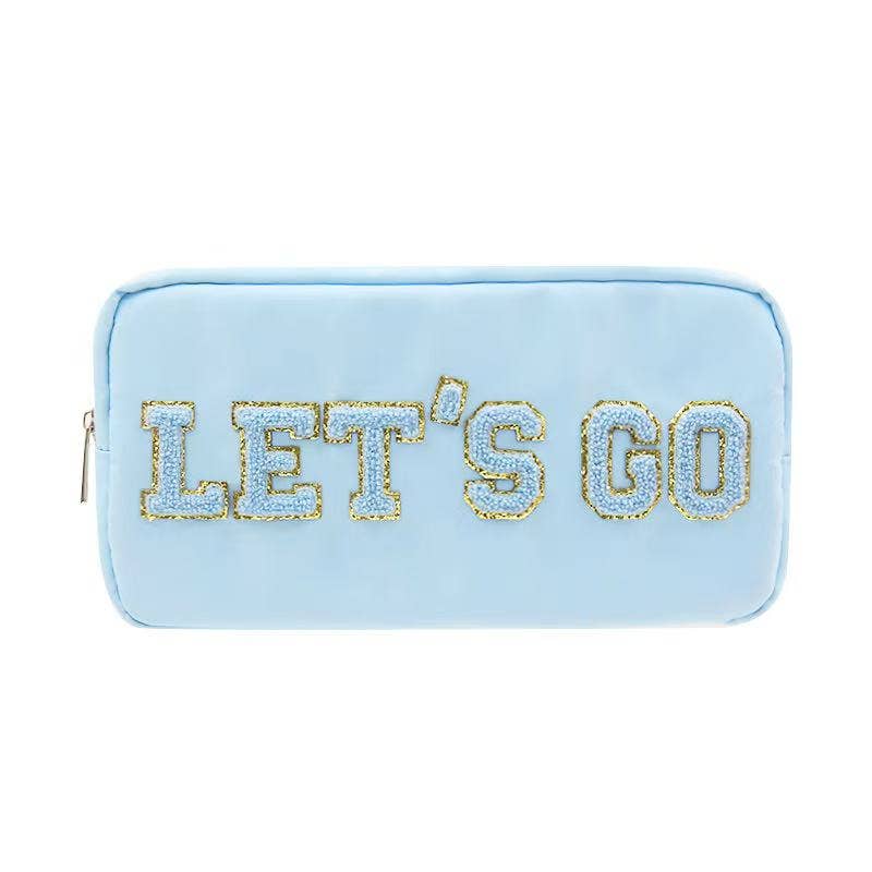 Varsity Collection Blue Cosmetic Bag Let's Go Sport Chenille