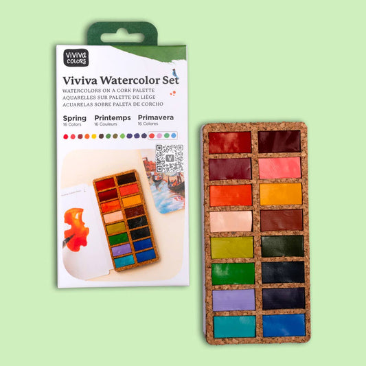 Spring Watercolor Pans Set - 16 Colors