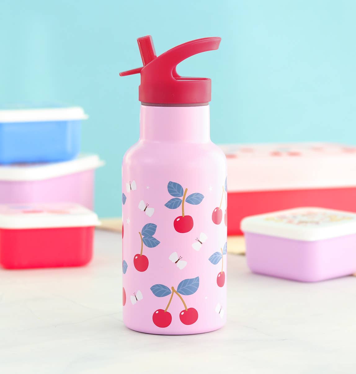 Kids stainless steel drink/water bottle: Cherries