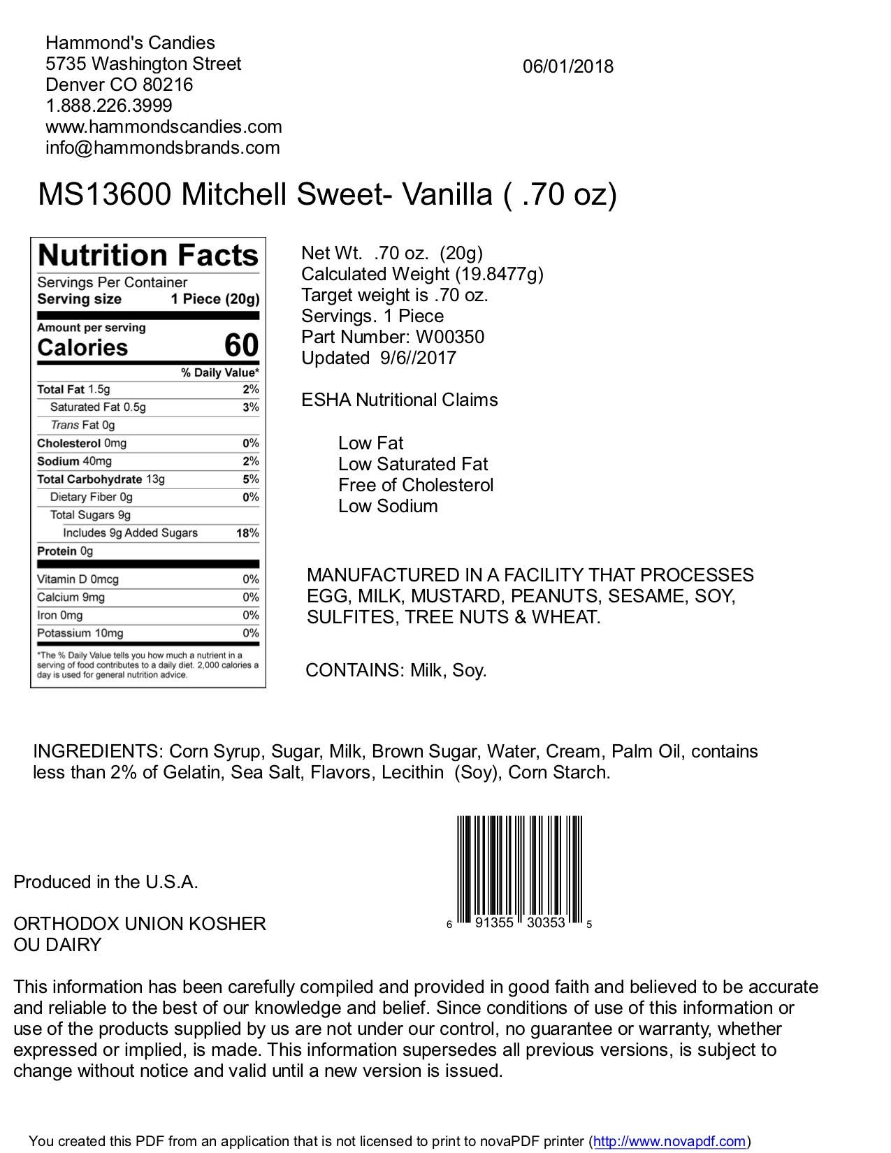Mitchell Sweets - Vanilla Caramel Marshmallows - 54 Pc Tub