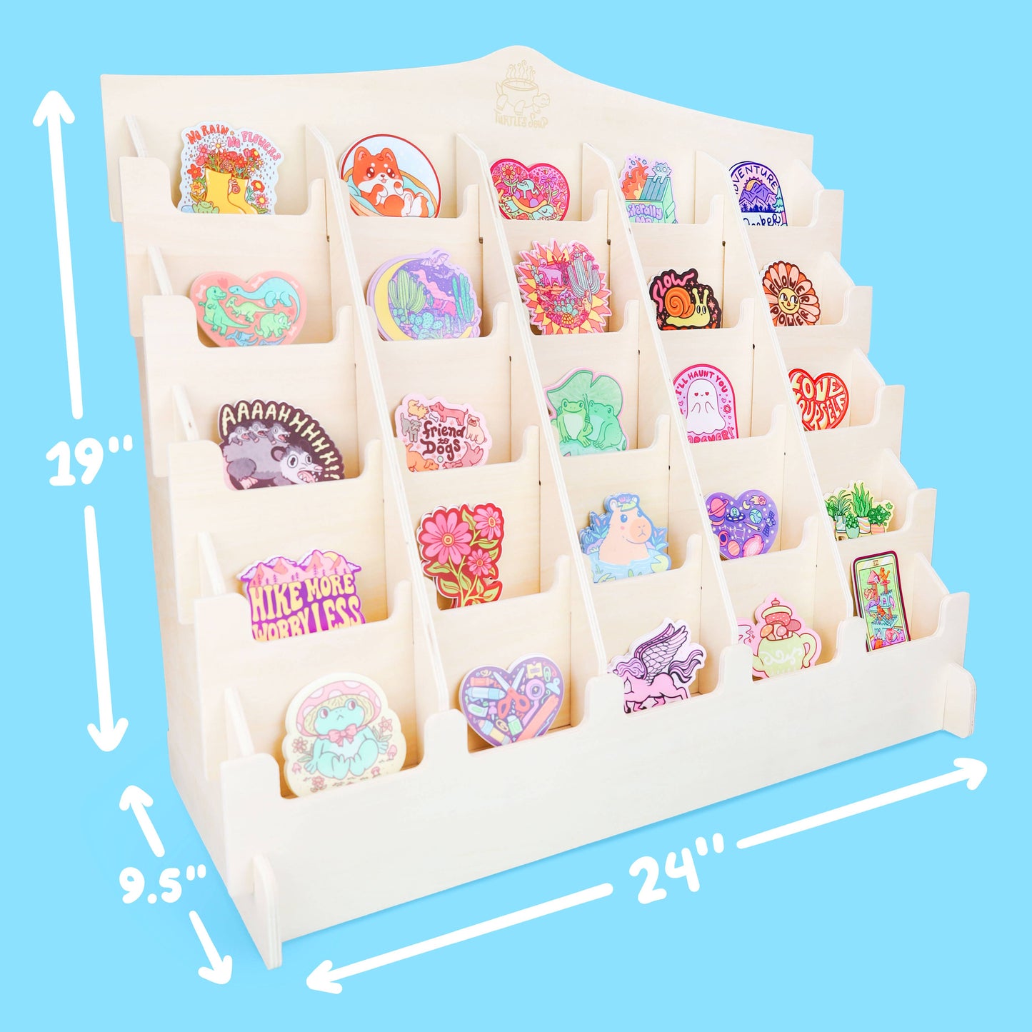 25 Pocket Wood Stadium Countertop Display for Vinyl Stickers