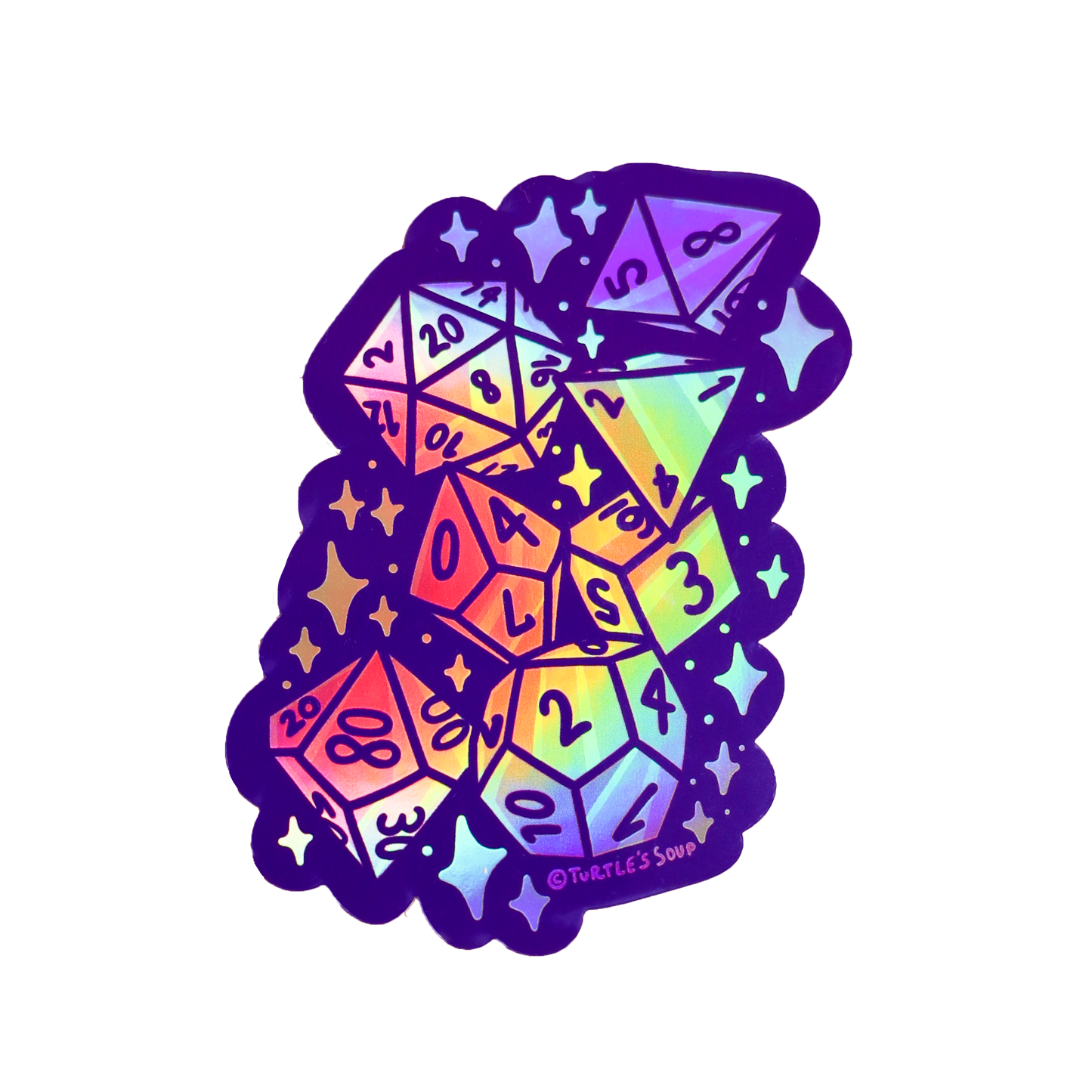 Gamer D20 Board Game Dice  Vinyl Sticker (Holographic)