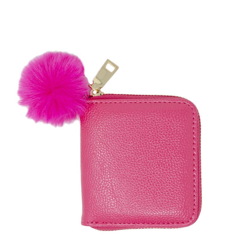 Kids Leather Pom Pom Wallet