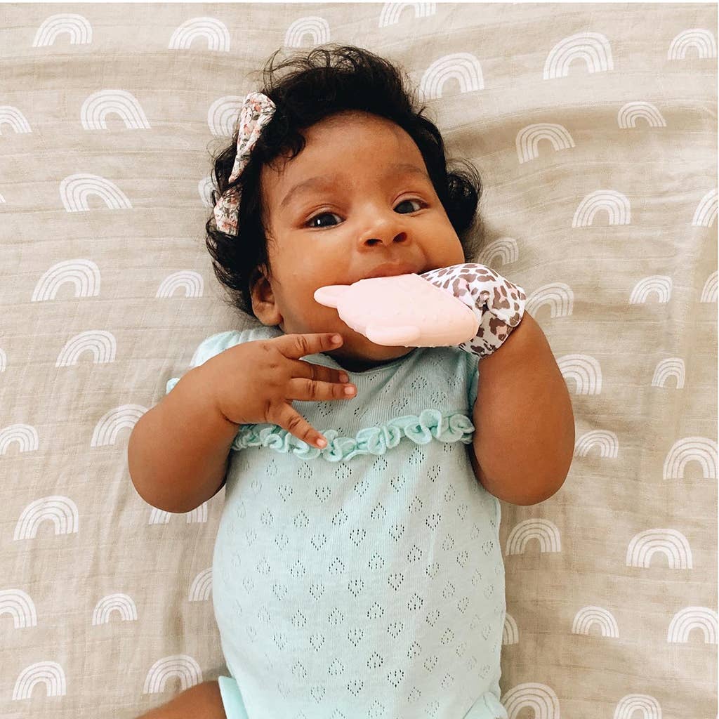 Itzy Mitt™ Silicone Teething Mitts: Lilac Dino