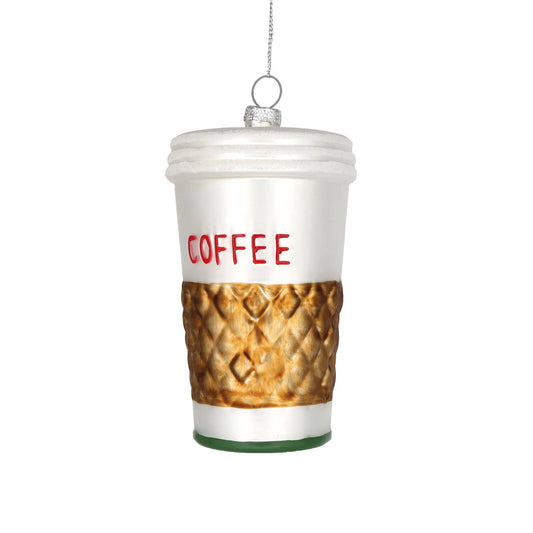 Coffee Cup, Retro Glass Stocking Stuffer Ornament Gift 2025