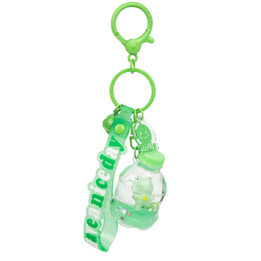 Soda Bottle Liquid Effect Sensory Keychain : Green Frog