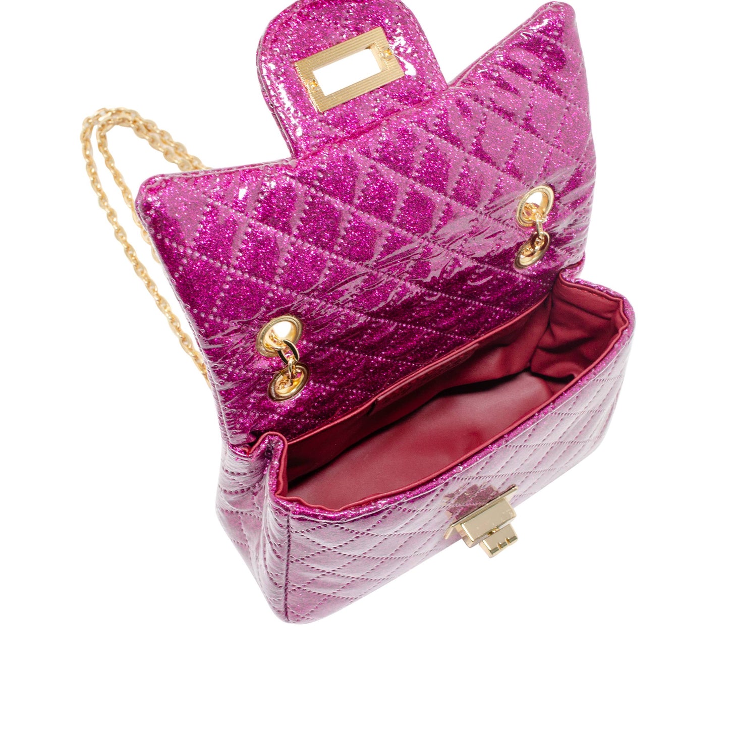 Classic Quilted Sparkle Mini Bag: Hot Pink