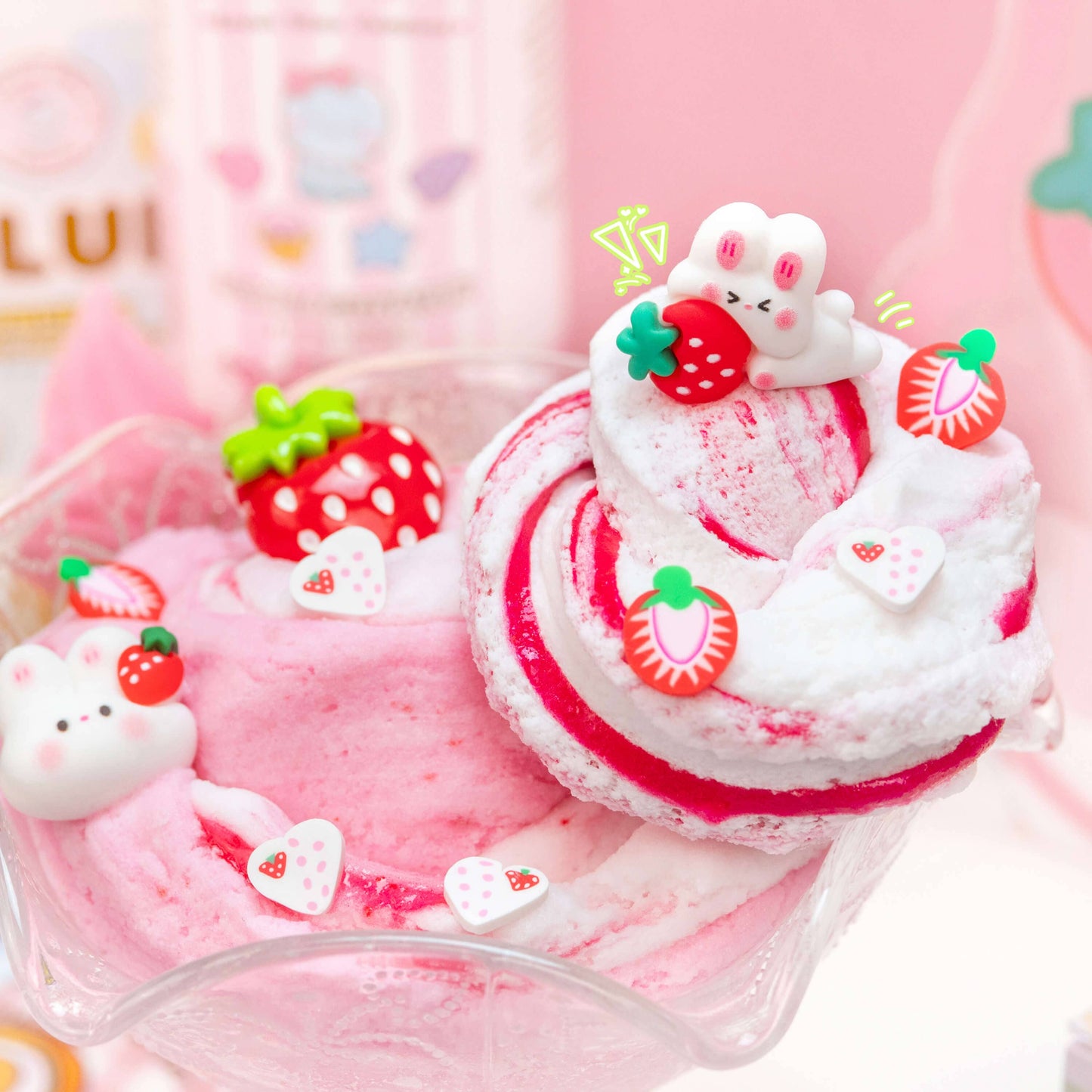 Straw-Bunny Sponge Cake Cloud Slime (4pcs/case)
