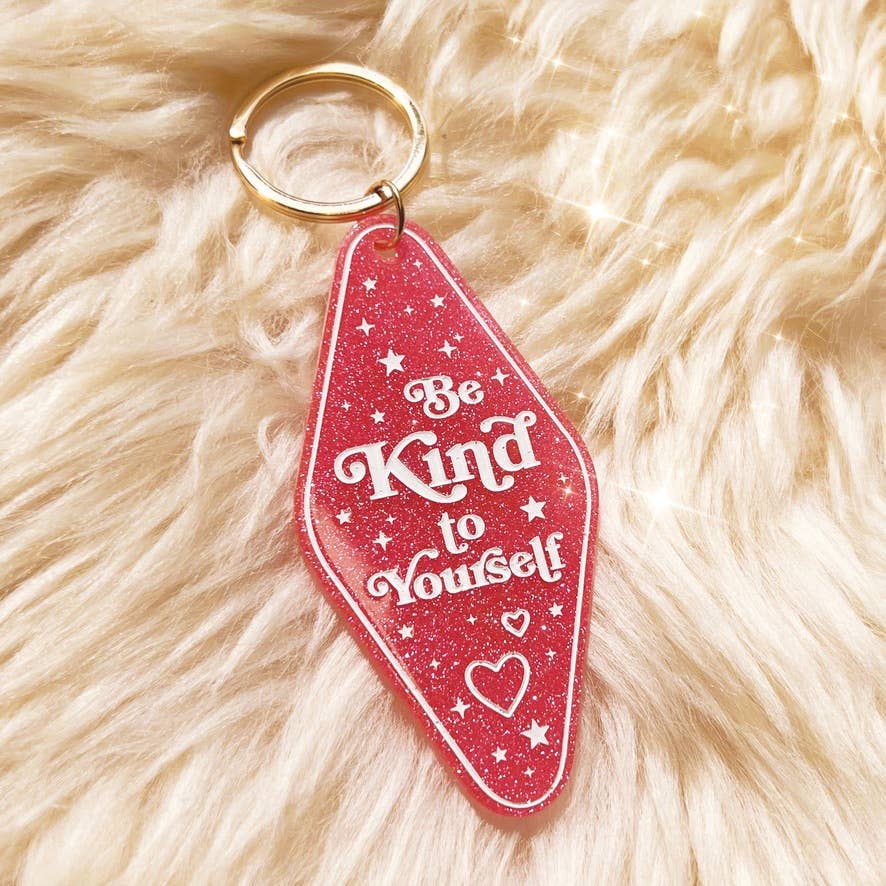 Positive Affirmation Glitter Motel Keychain Stocking Stuffer