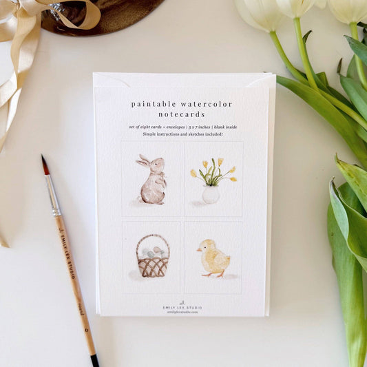 Easter paintable watercolor notecard set