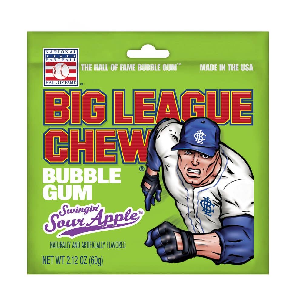 Big League Chew Sour Apple Bubble Gum, 12ct